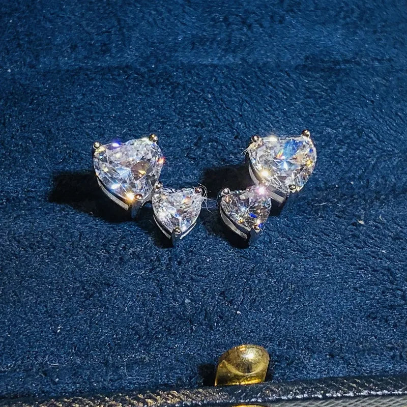 ✨Double Heart Cubic Zirconia Stud Earrings – Sparkling Women's Luxury Gift