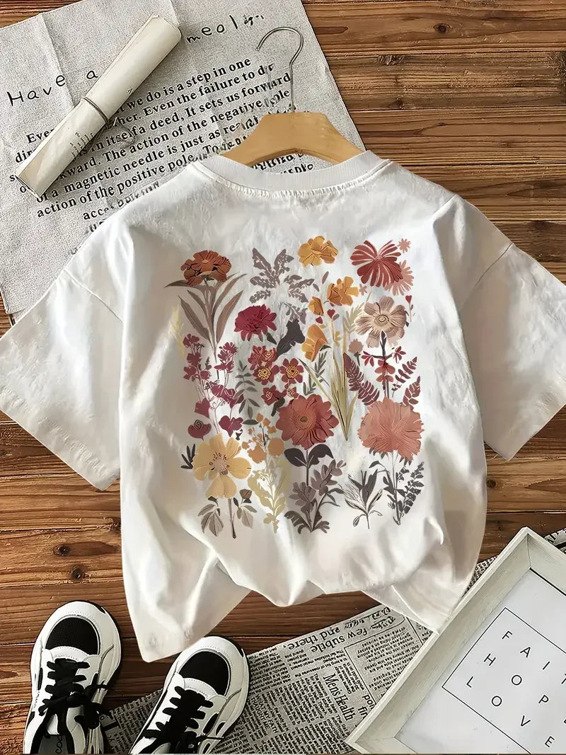 Y2K Women's Floral Graphic Tee – Vintage Aesthetic Top