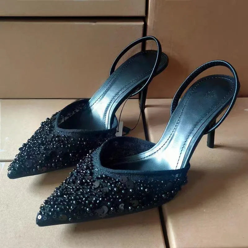 ✨ Luxe Black Sequin Heels