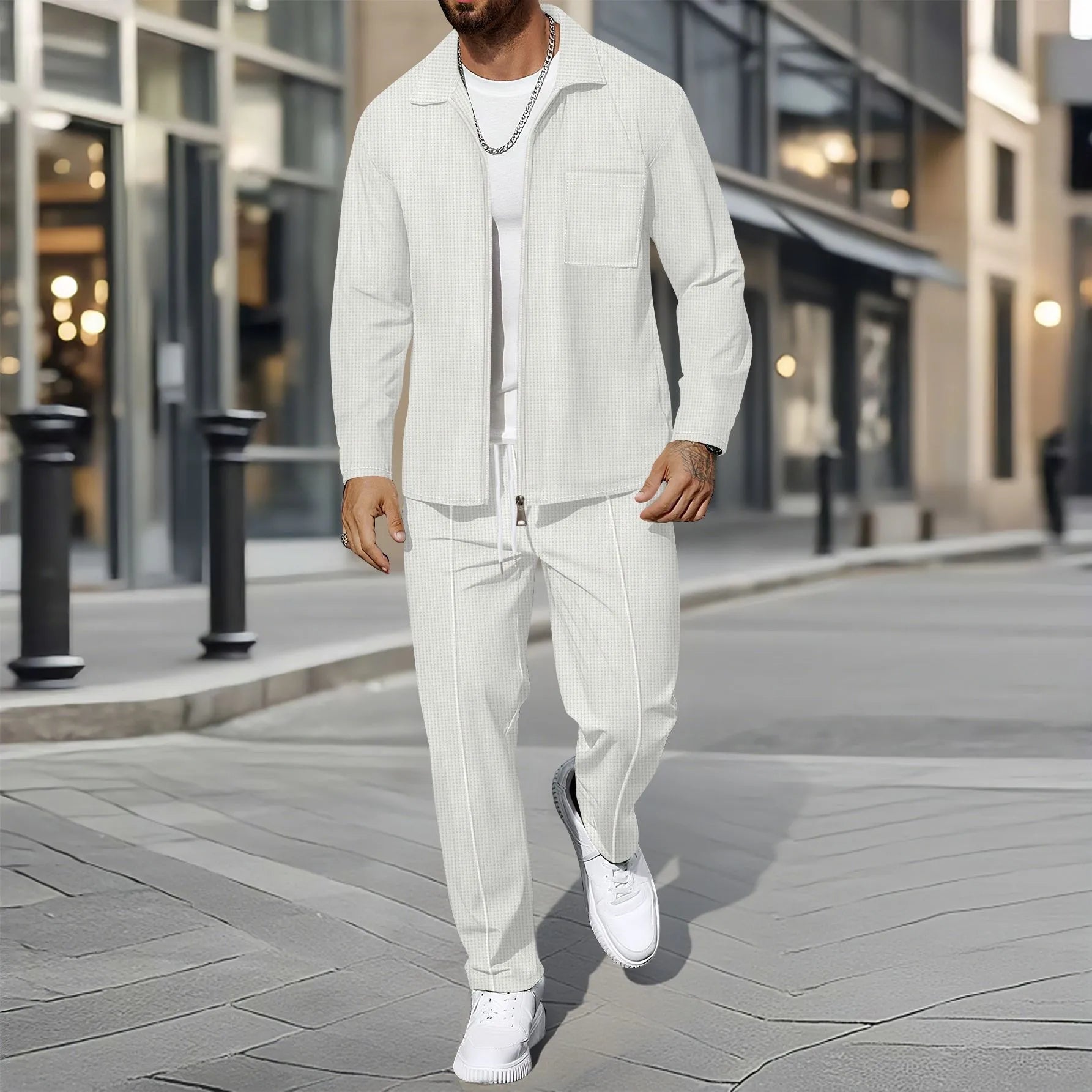 Men's Waffle Knit Zip Hoodie – Winter Casual Style