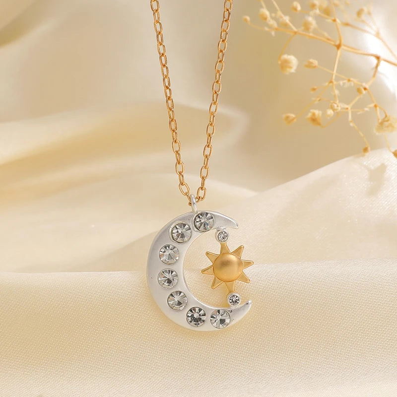 ✨Luxury Star &amp; Moon Rhinestone Pendant Necklace Set – Elegant Jewelry for Women