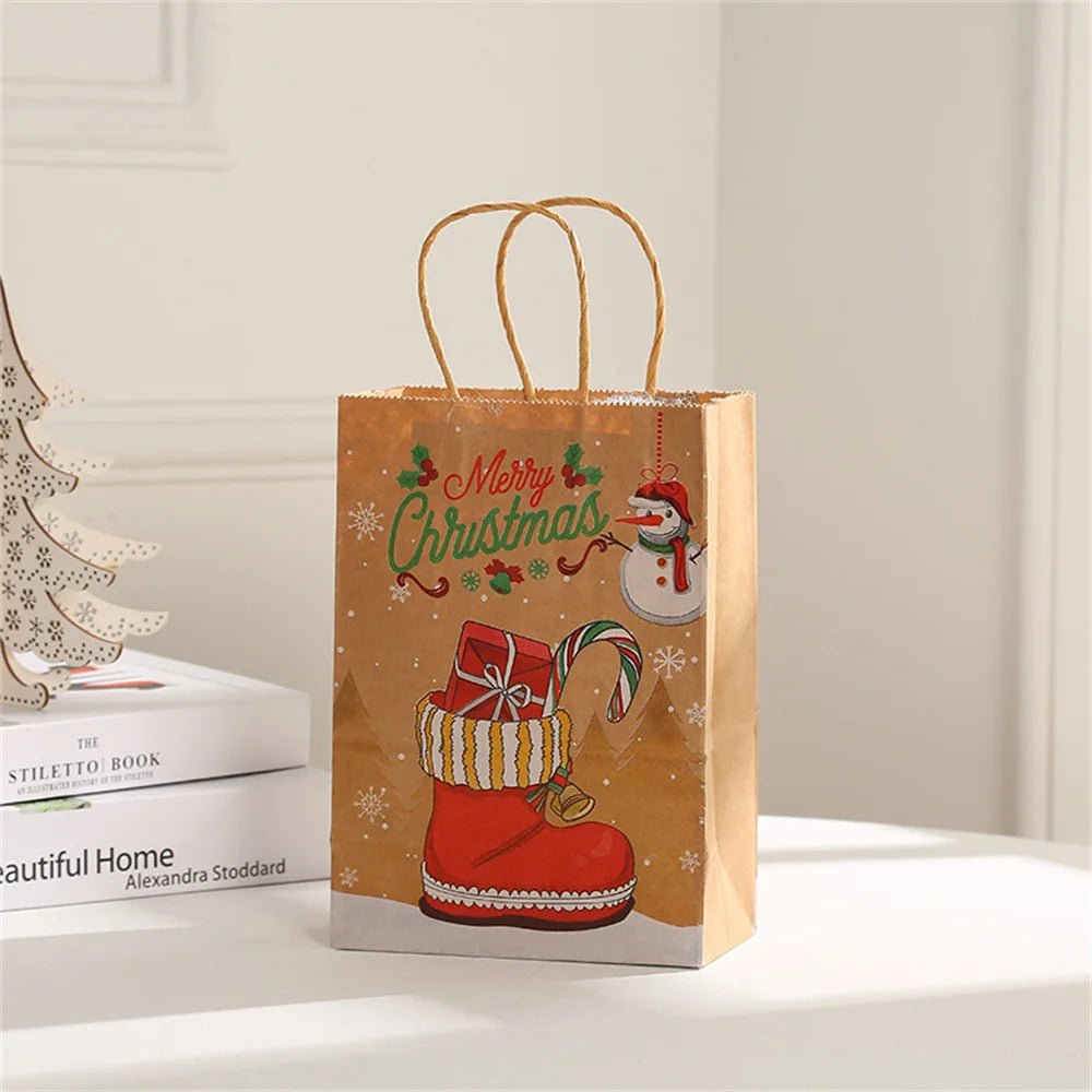 4PCS Christmas Kraft Paper Gift Bags – Holiday Treat &amp; Party Bags