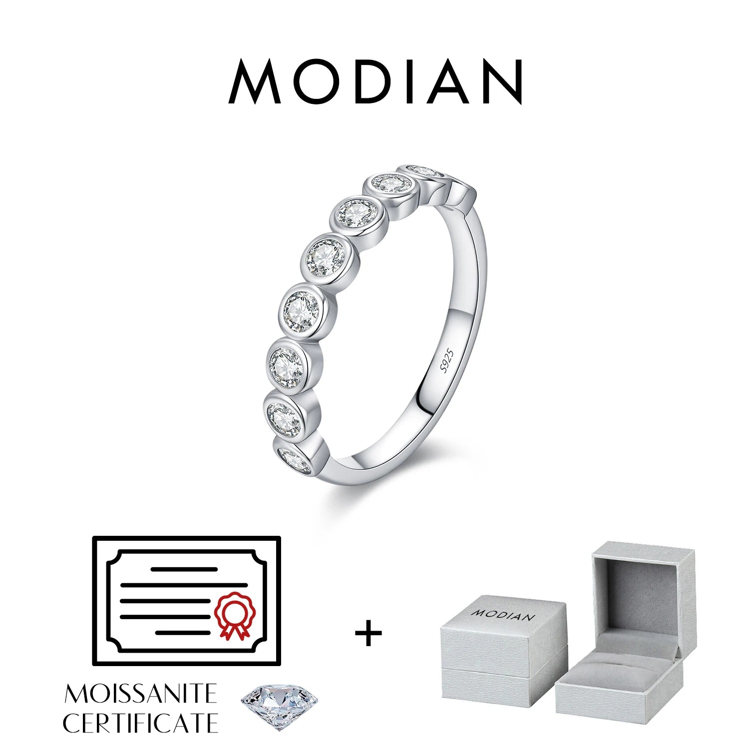 ✨ MODIAN 925 Sterling Silver Sparkle Ring for Women