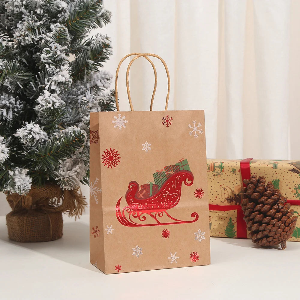 4PCS Christmas Kraft Paper Gift Bags – Holiday Treat &amp; Party Bags