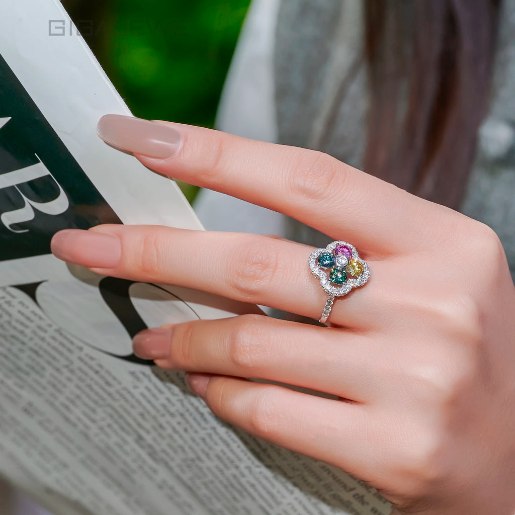 ✨GIGAJEWE Moissanite Round Cut Ring – 4 Colors