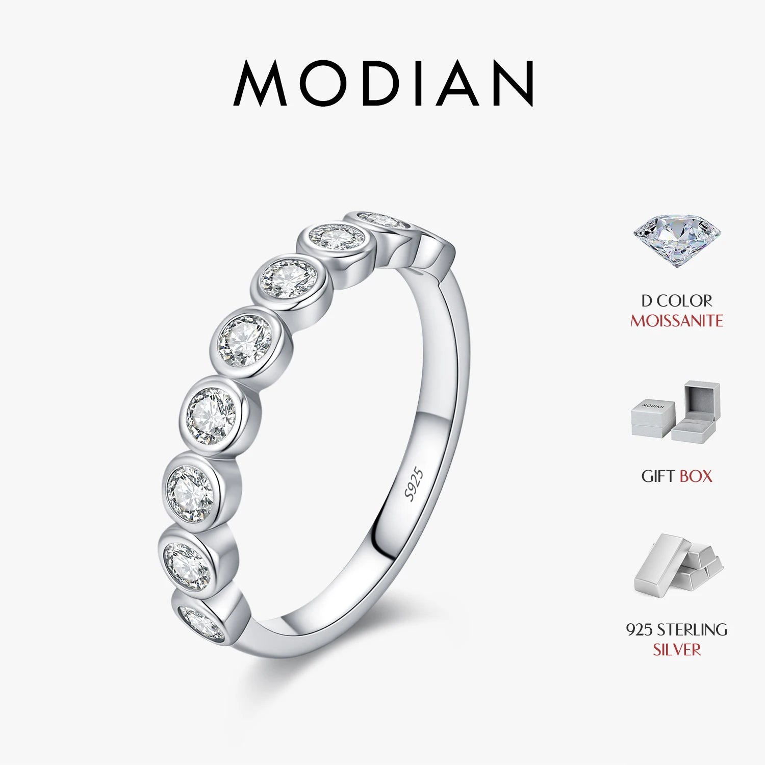 ✨ MODIAN 925 Sterling Silver Sparkle Ring for Women