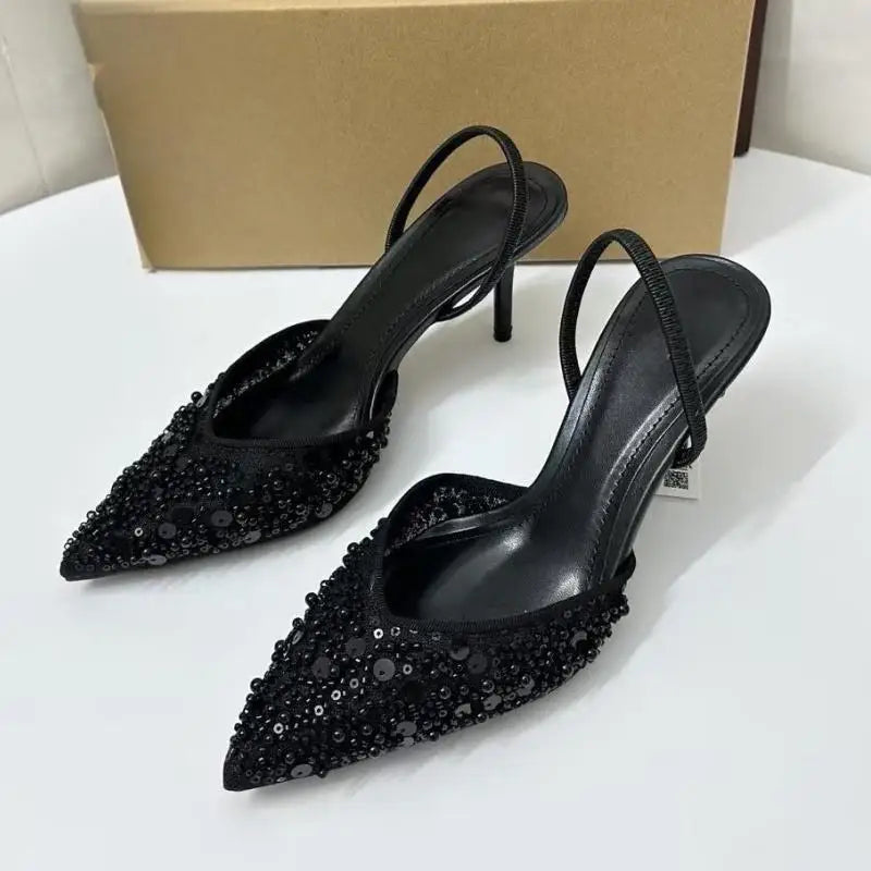 ✨ Luxe Black Sequin Heels