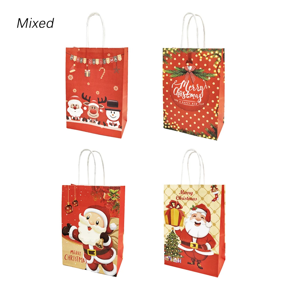 4PCS Christmas Kraft Paper Gift Bags – Holiday Treat &amp; Party Bags