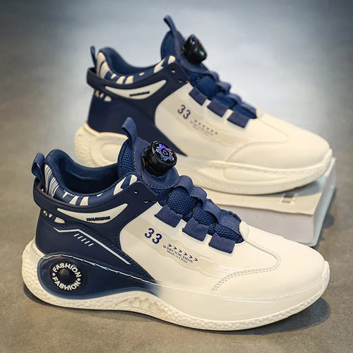 Mens Sneakers with Rotating Buckle Comfy Non Slip Lace up Durable