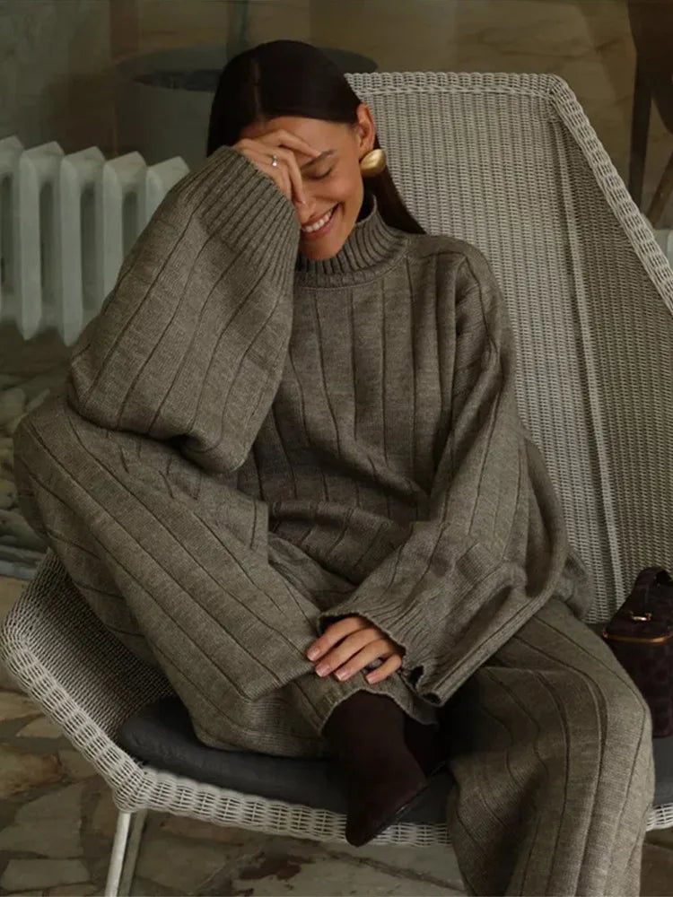 Luxe Ribbed Knit Sweater &amp; Pants Set