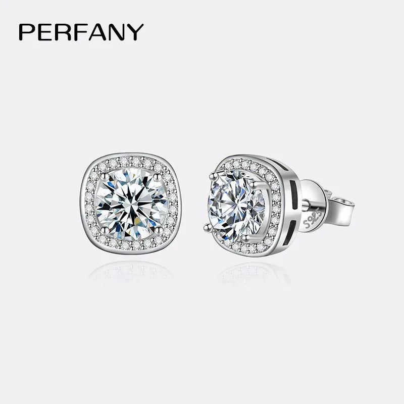 ✨ PERFANY Moissanite Stud Earrings 0.5–2CT