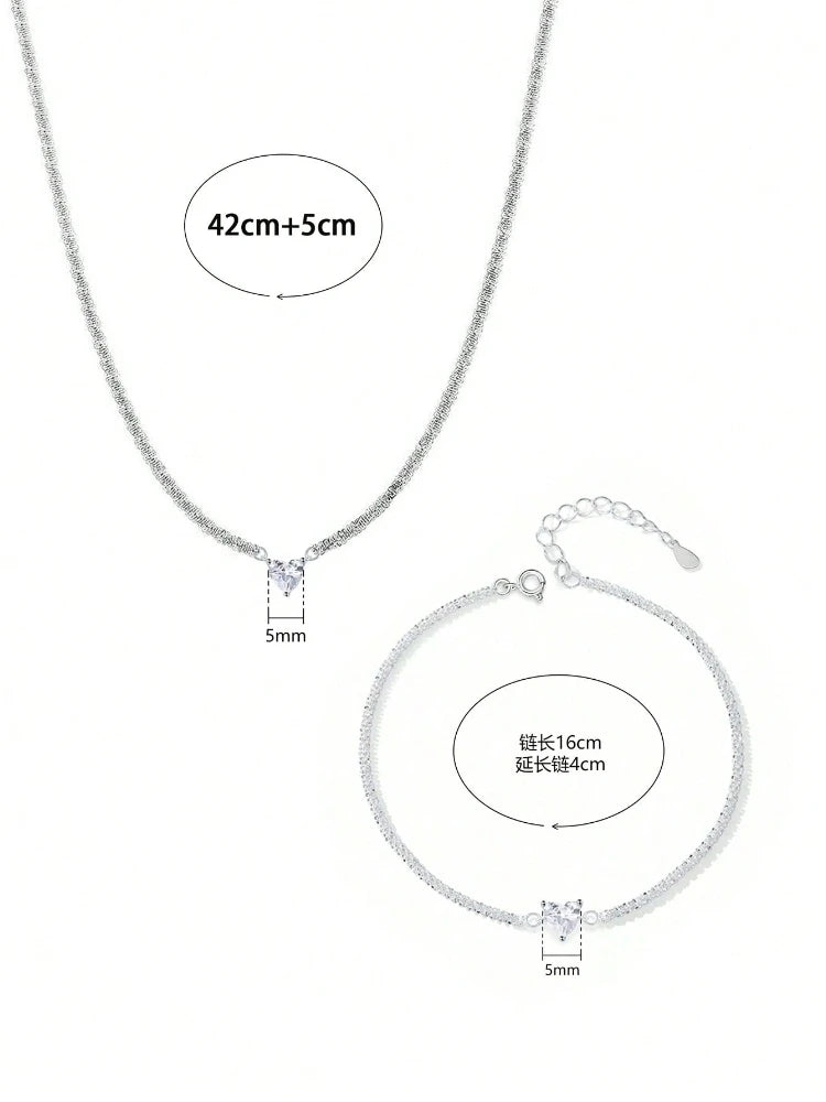 ✨925 Sterling Silver Shiny Heart Bracelet