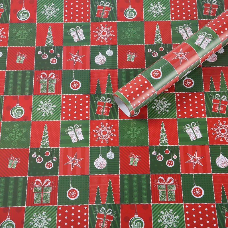 Christmas Gift Wrapping Paper – Santa &amp; Snowman Design (75×52cm)