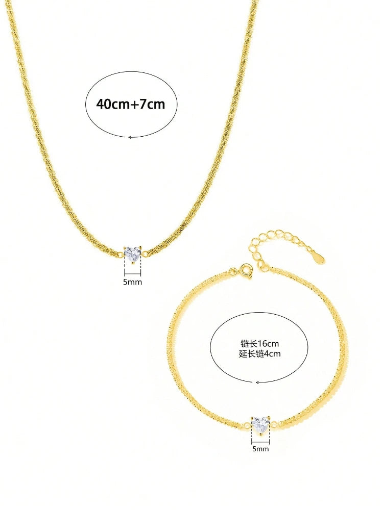 ✨925 Sterling Silver Shiny Heart Bracelet