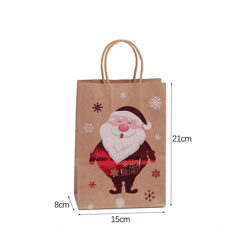 4PCS Christmas Kraft Paper Gift Bags – Holiday Treat &amp; Party Bags