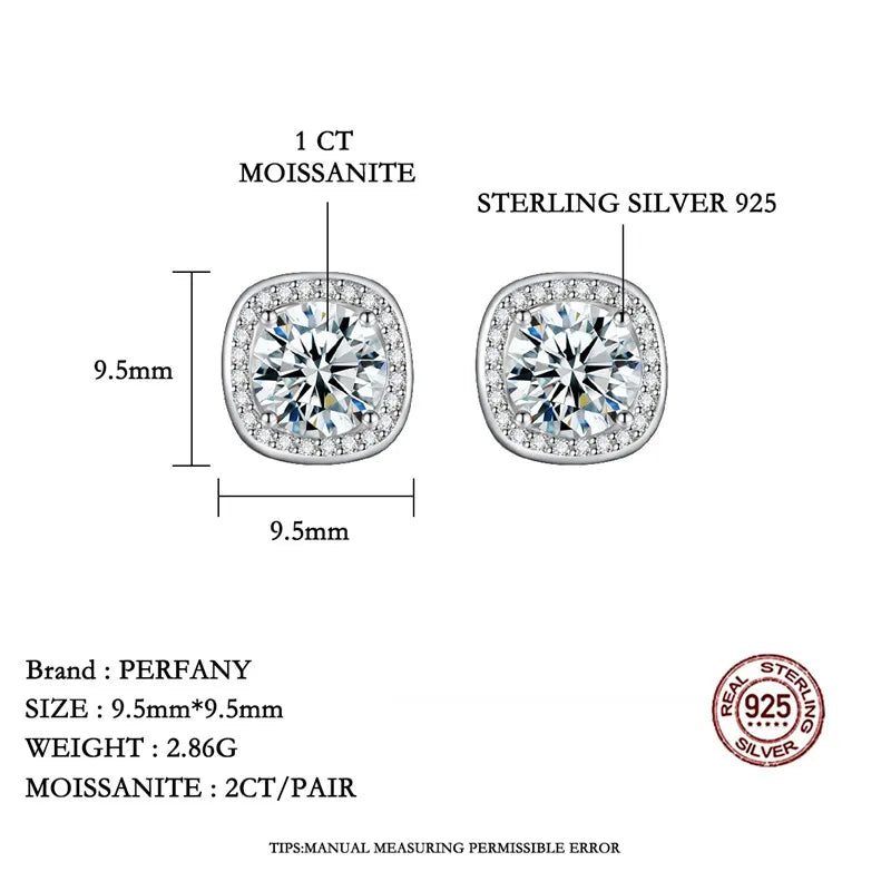 ✨PERFANY Moissanite Stud Earrings 0.5–2CT