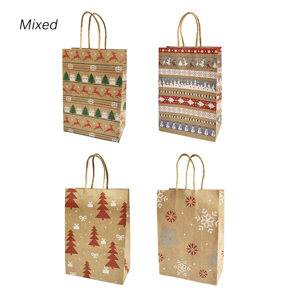 4PCS Christmas Kraft Paper Gift Bags – Holiday Treat &amp; Party Bags