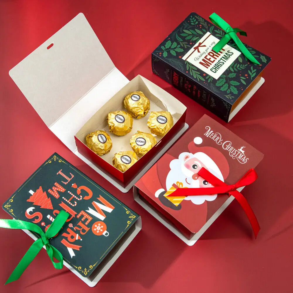4PCS Christmas Gift Boxes – Book-Style Candy & Gift Packaging