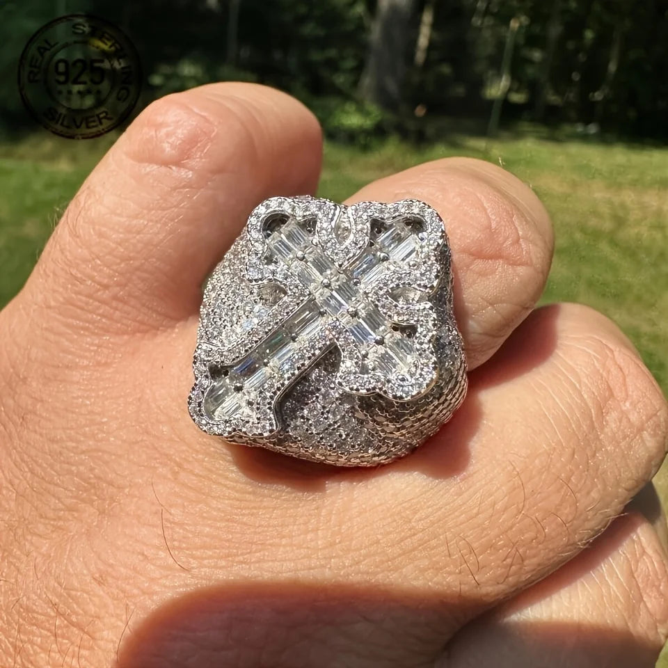 ✨WPOOC 925 Sterling Silver Cross Ring for Men