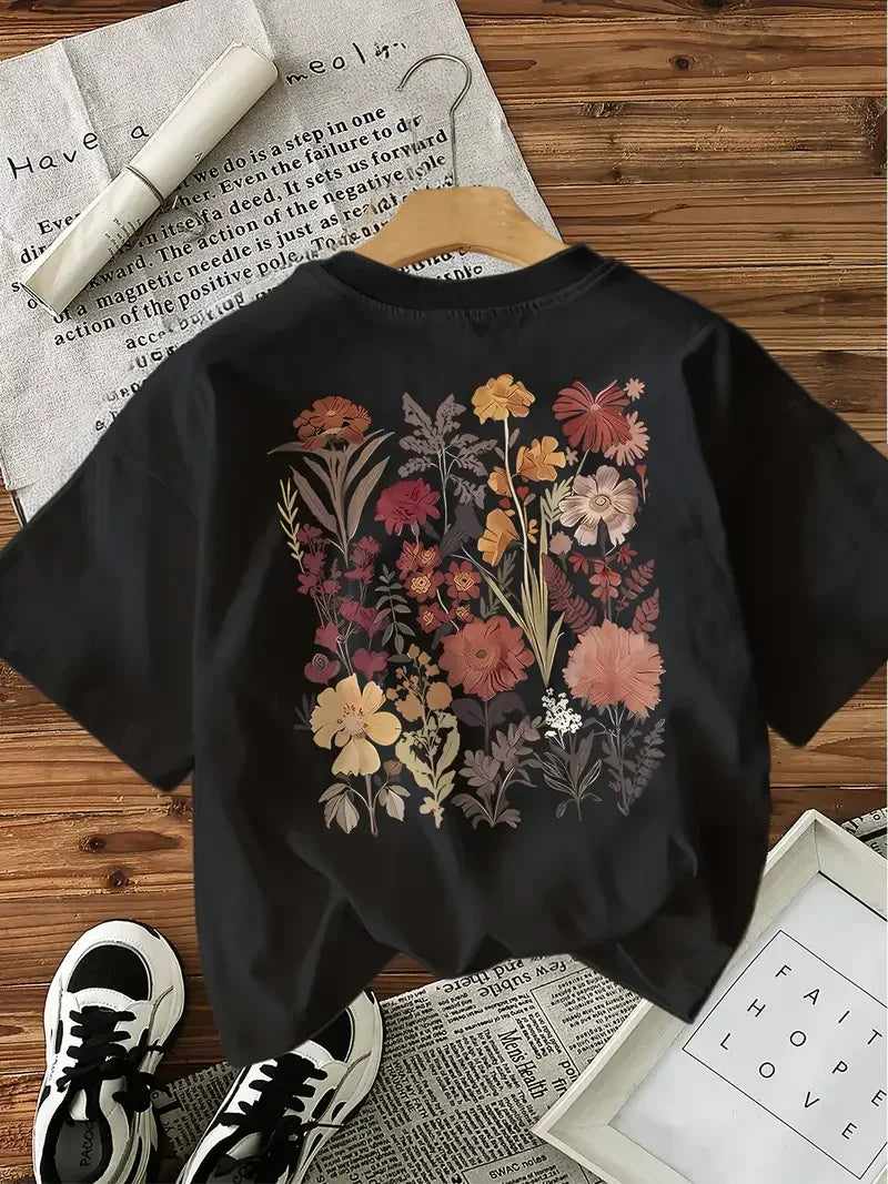 Y2K Women's Floral Graphic Tee – Vintage Aesthetic Top