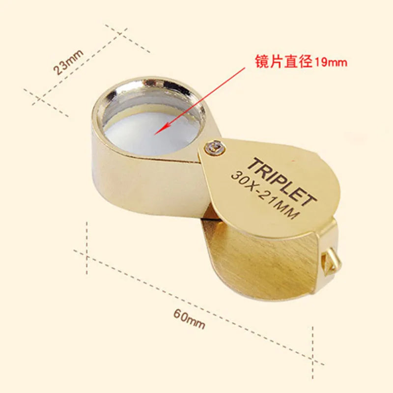 30X Metal Jewelry Magnifying Glass – Foldable Jeweler's Eye Loupe