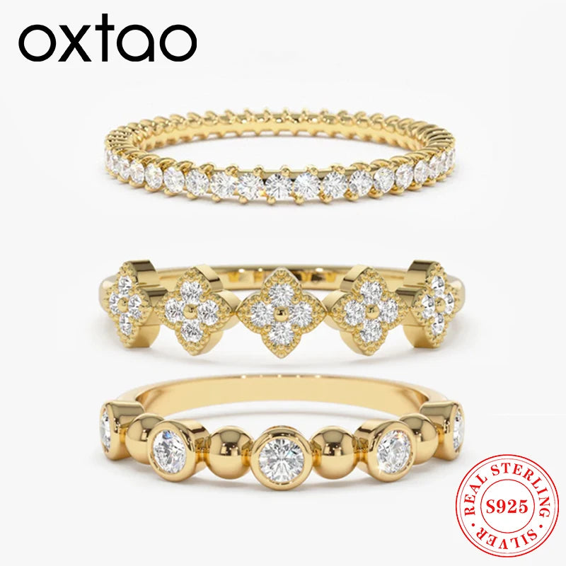 ✨ OXTAO 925 Sterling Silver Minimalist Ring