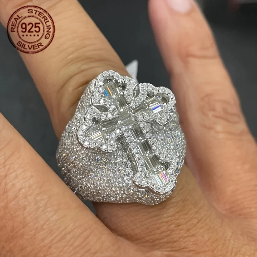 ✨WPOOC 925 Sterling Silver Cross Ring for Men