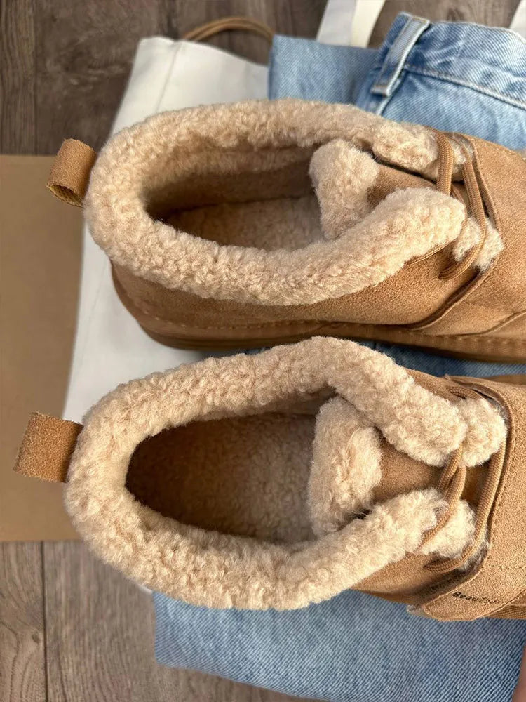 ✨Luxe Faux-Fur Lace-Up Flats