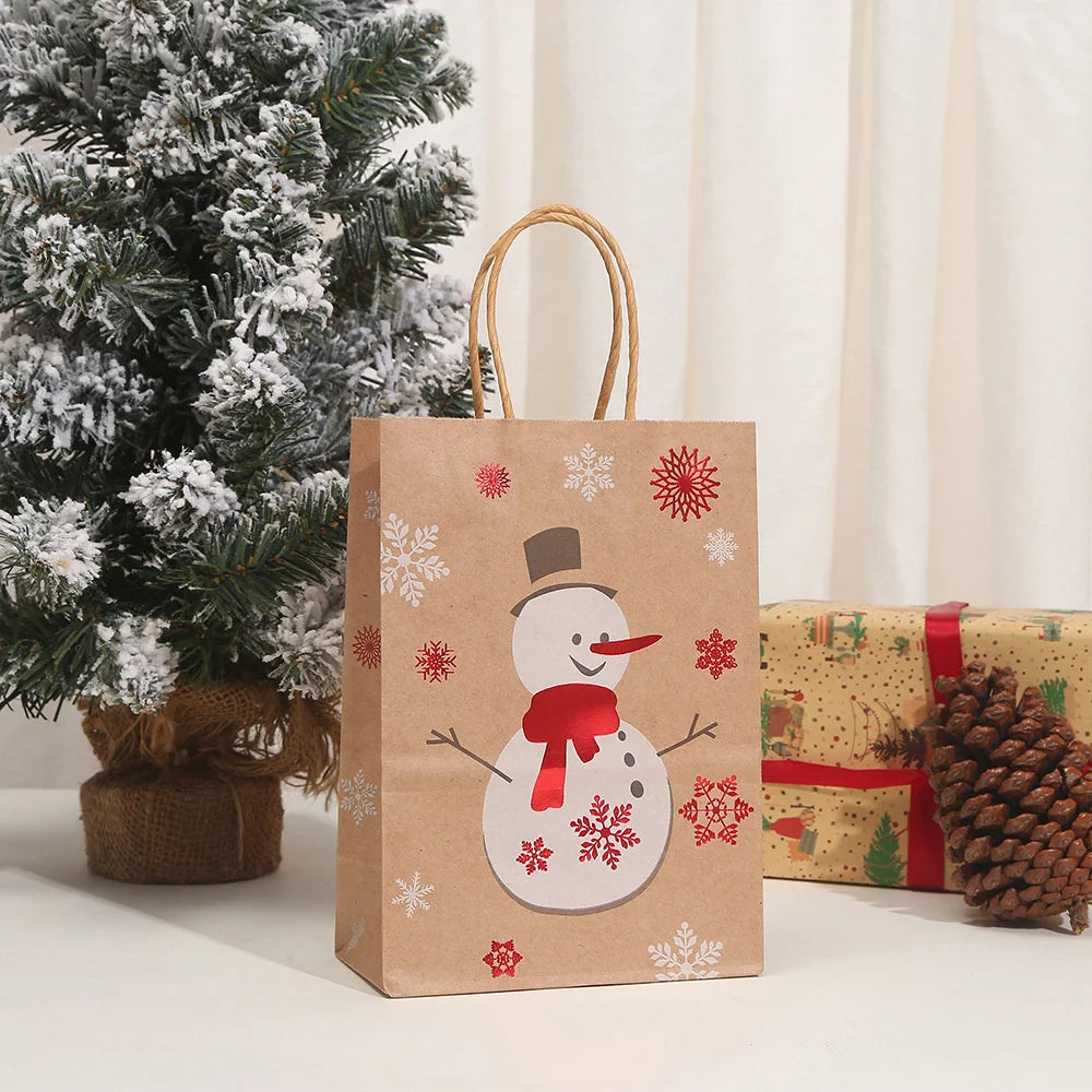 4PCS Christmas Kraft Paper Gift Bags – Holiday Treat &amp; Party Bags