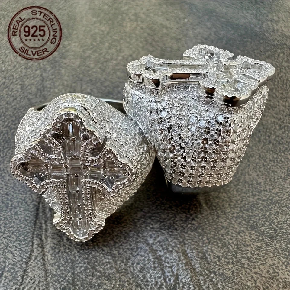 ✨WPOOC 925 Sterling Silver Cross Ring for Men