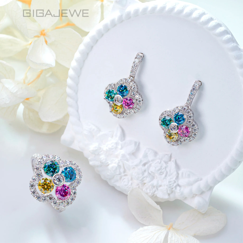 ✨GIGAJEWE Moissanite Round Cut Ring – 4 Colors