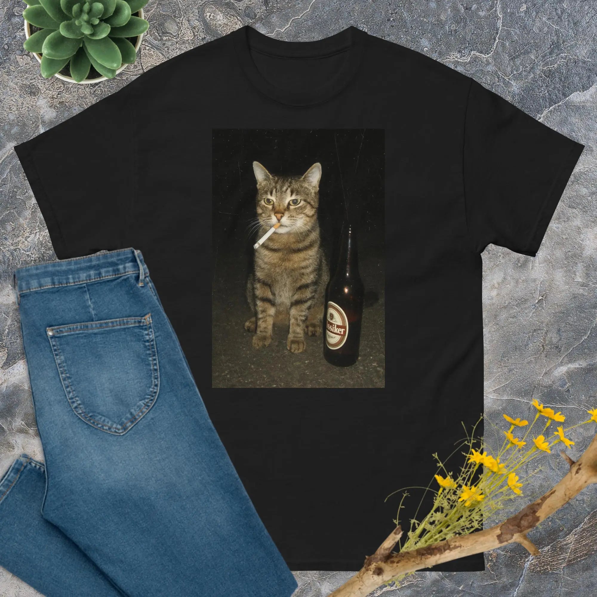 Funny Smoking Cat Tee – Meme Graphic Shirt