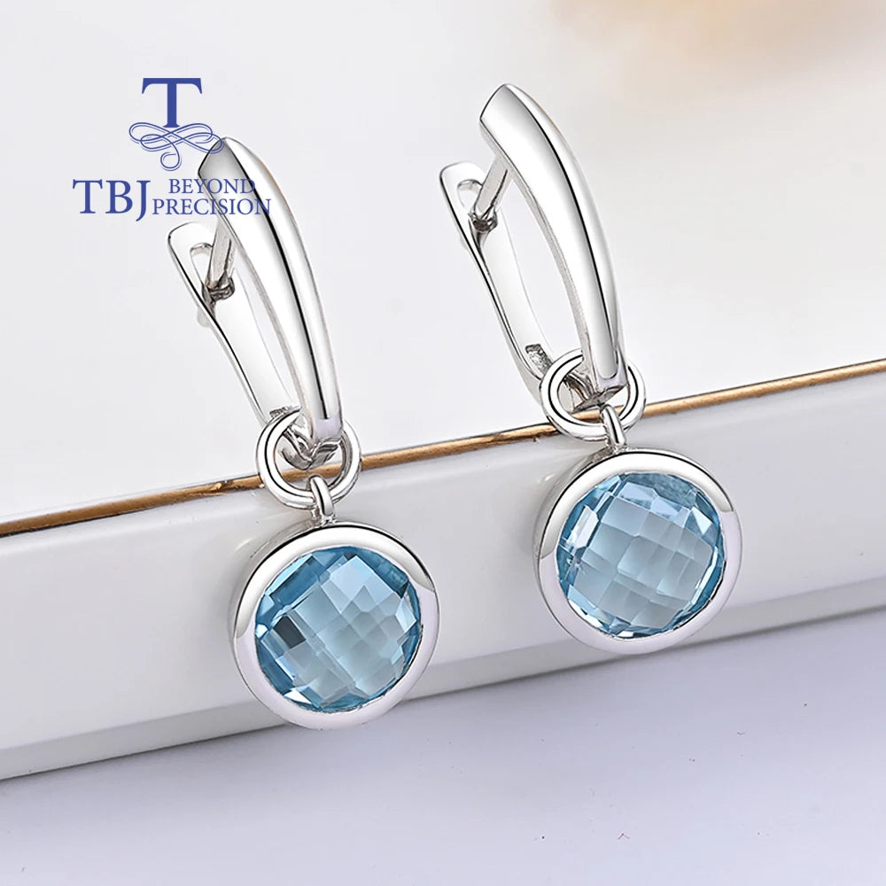 ✨ 8mm Bezel-Set Sterling Silver Drop Earrings