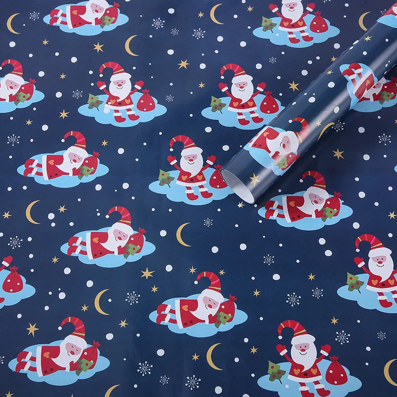 Christmas Gift Wrapping Paper – Santa &amp; Snowman Design (75×52cm)