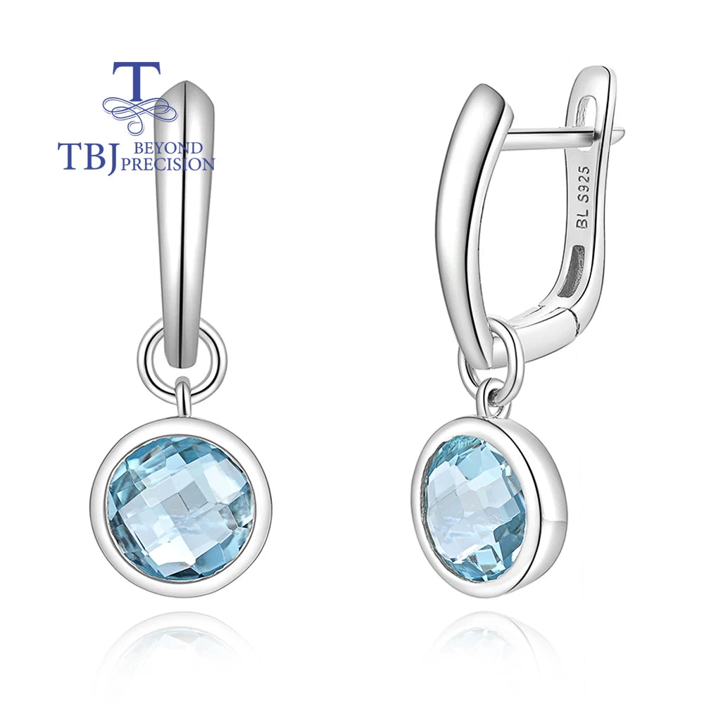✨ 8mm Bezel-Set Sterling Silver Drop Earrings