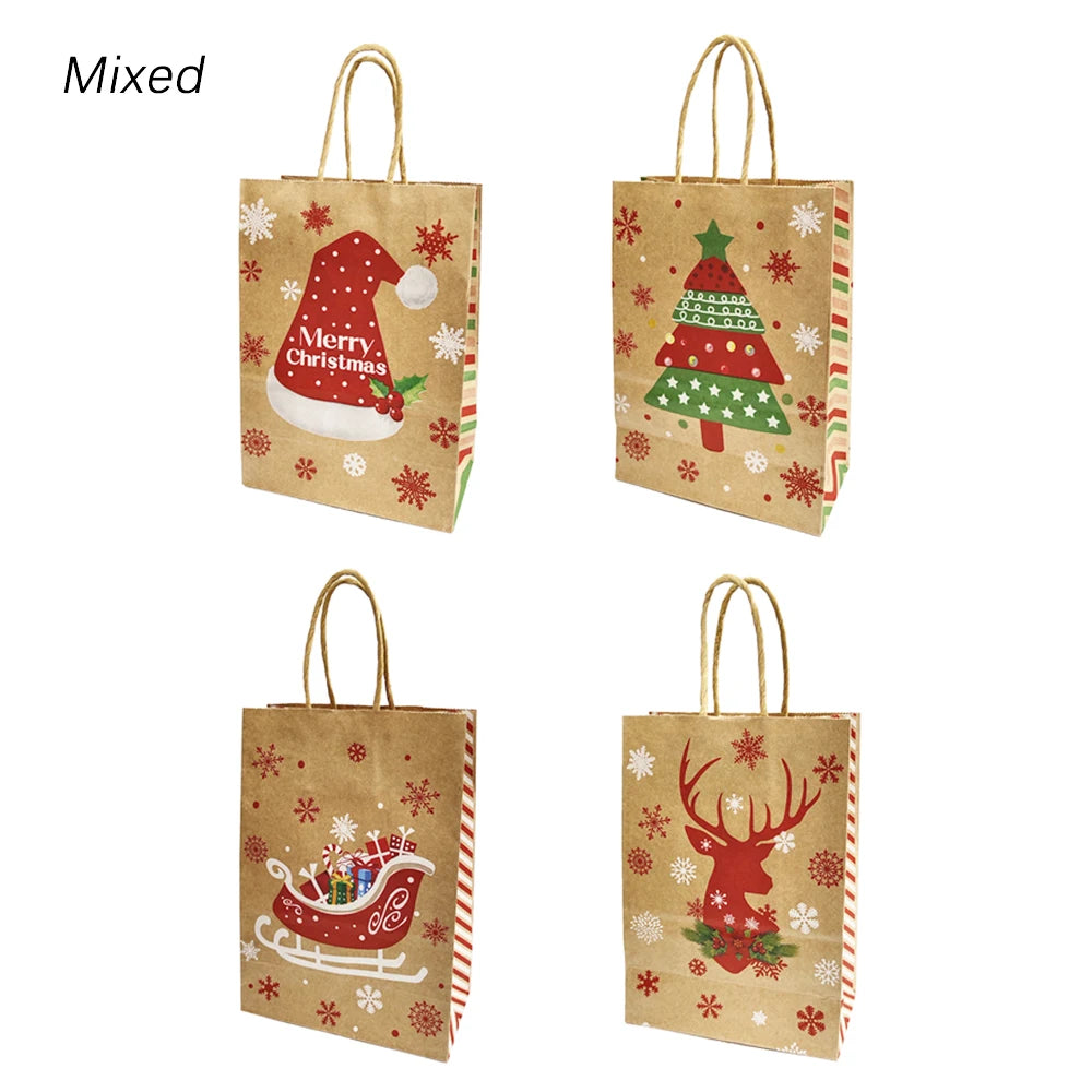 4PCS Christmas Kraft Paper Gift Bags – Holiday Treat &amp; Party Bags