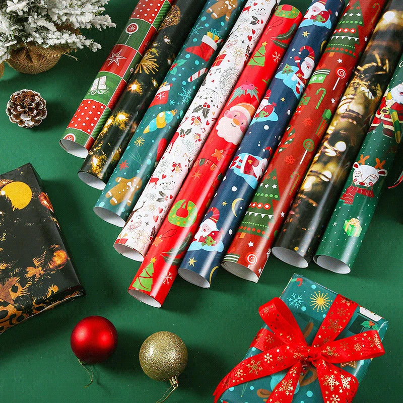 Christmas Gift Wrapping Paper – Santa &amp; Snowman Design (75×52cm)