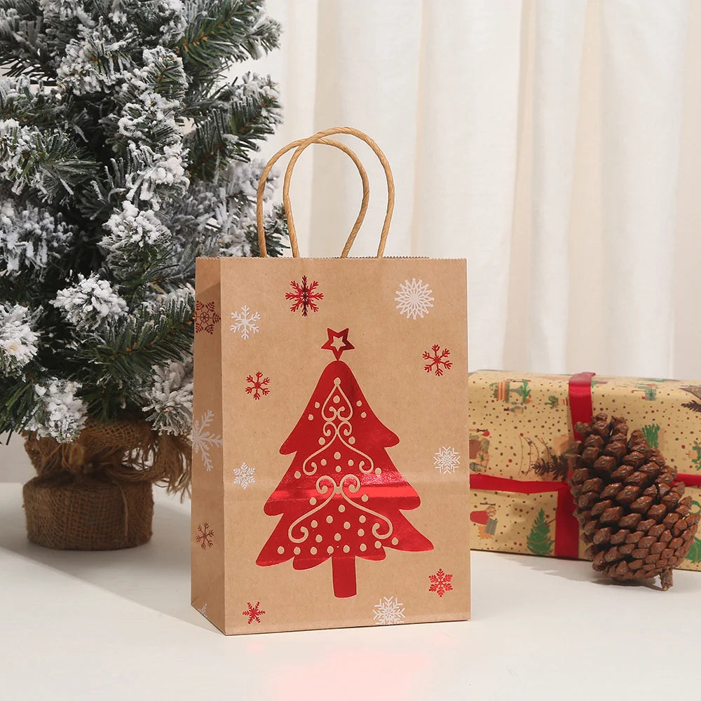 4PCS Christmas Kraft Paper Gift Bags – Holiday Treat &amp; Party Bags