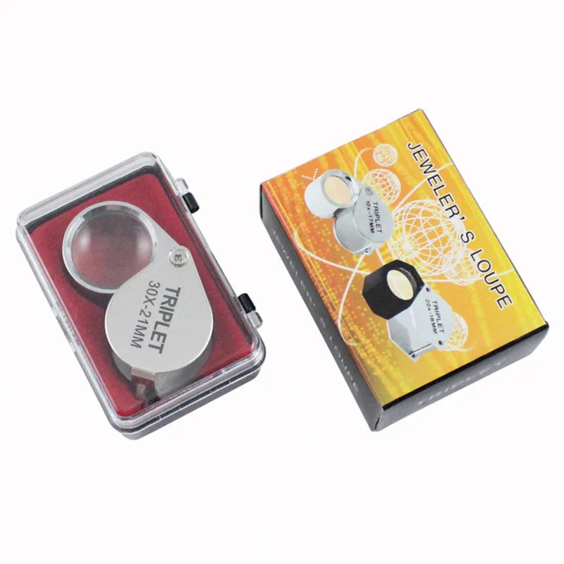 30X Metal Jewelry Magnifying Glass – Foldable Jeweler's Eye Loupe