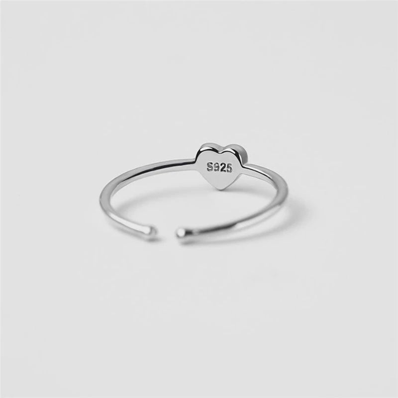 ✨925 Sterling Silver Red Heart Adjustable Ring – Sweet Minimalist Design