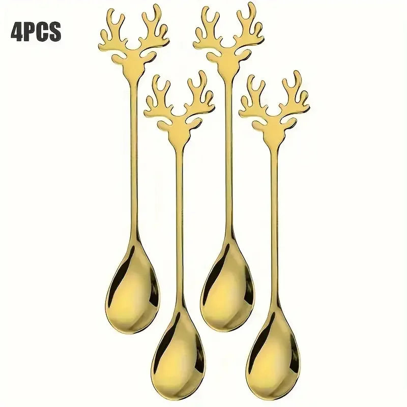 Stainless Steel Elk Coffee Spoons – 4/8 Pcs Set