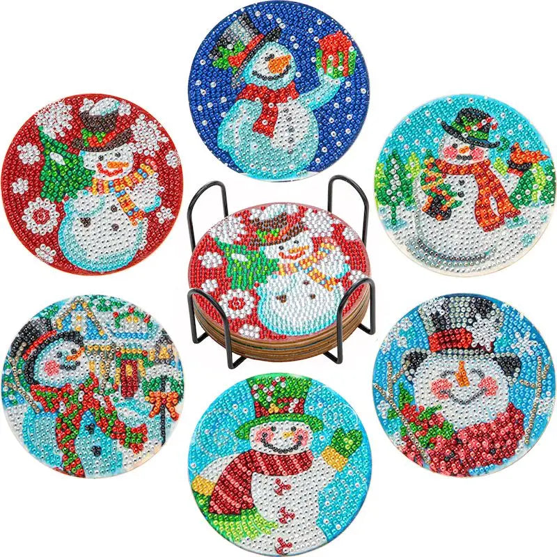 Set of 8 DIY Diamond Painting Coasters – Sparkling Art, Non-Slip and Decorative