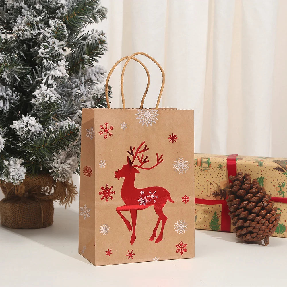 4PCS Christmas Kraft Paper Gift Bags – Holiday Treat &amp; Party Bags