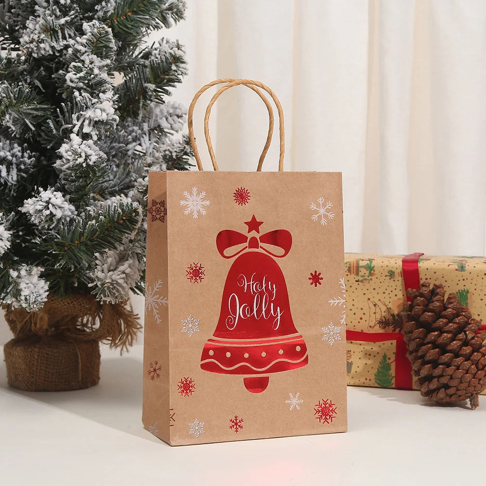 4PCS Christmas Kraft Paper Gift Bags – Holiday Treat &amp; Party Bags
