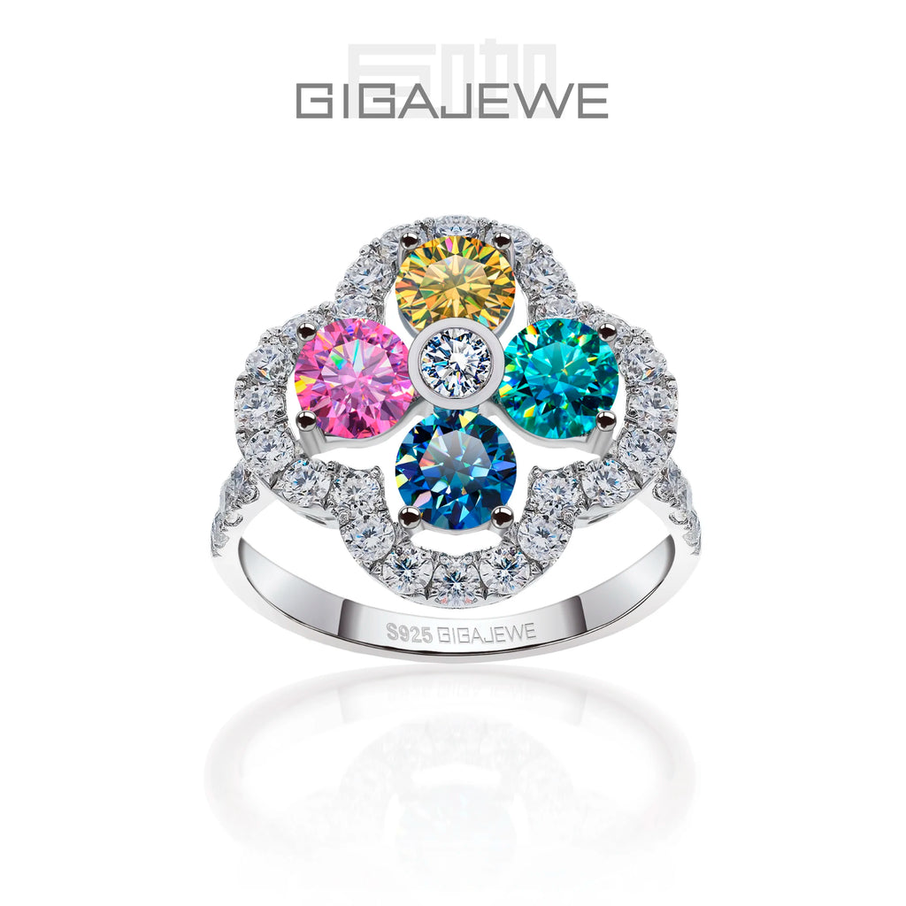 ✨GIGAJEWE Moissanite Round Cut Ring – 4 Colors