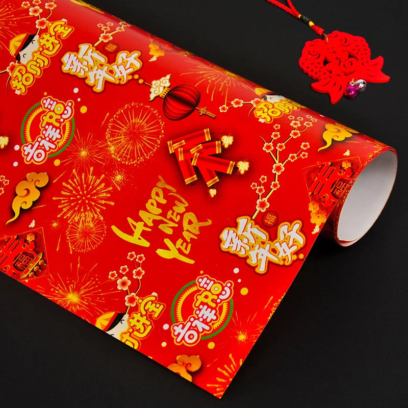 Christmas Gift Wrapping Paper – Santa &amp; Snowman Design (75×52cm)