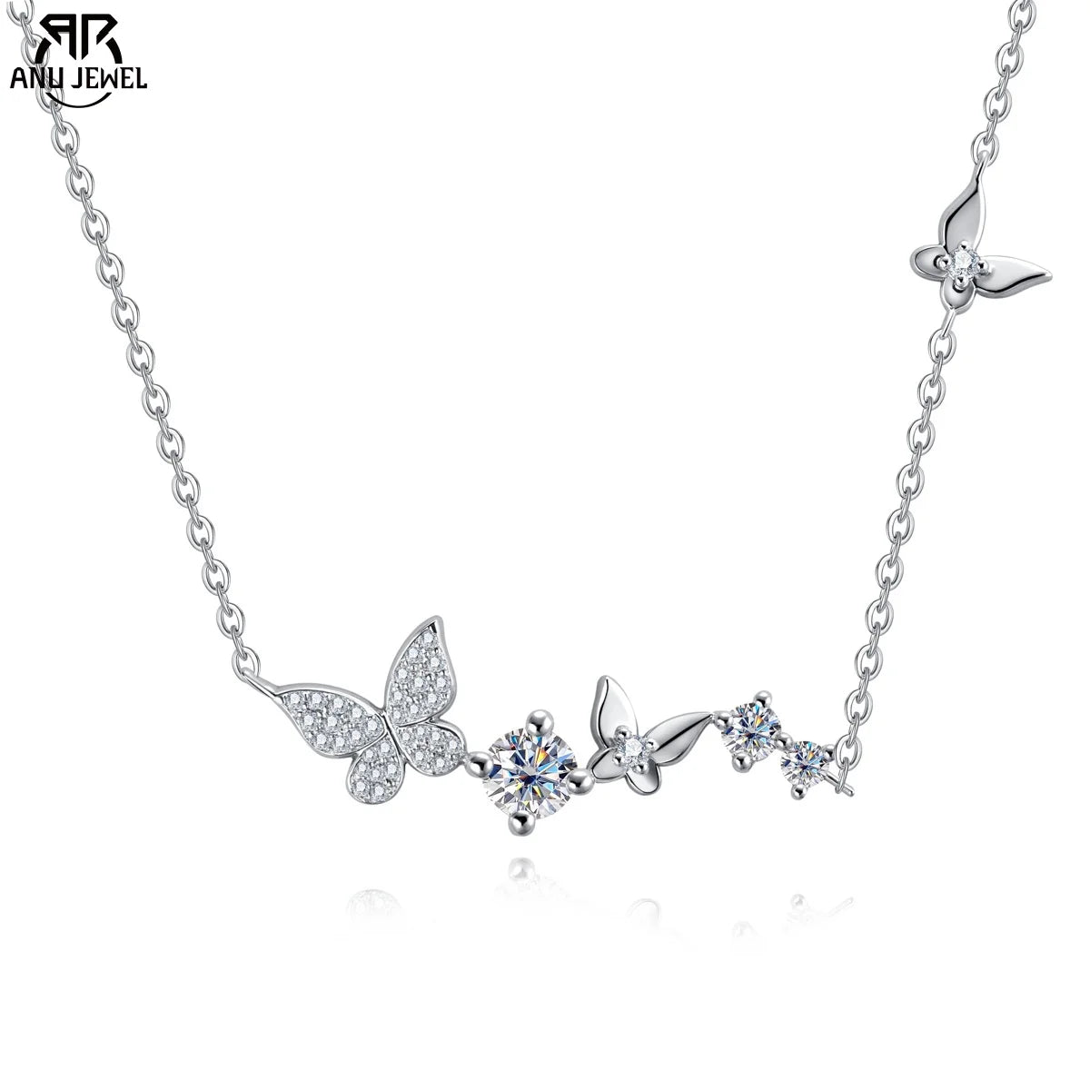 ✨Moissanite Butterfly Necklace – 0.5ct D Color Pendant (925 Silver) – Elegant Romantic Gift